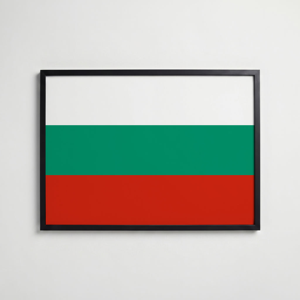 Bulgaria National Flag Poster i svart ram – stilren konsttryck som väggdekor från Bozetto