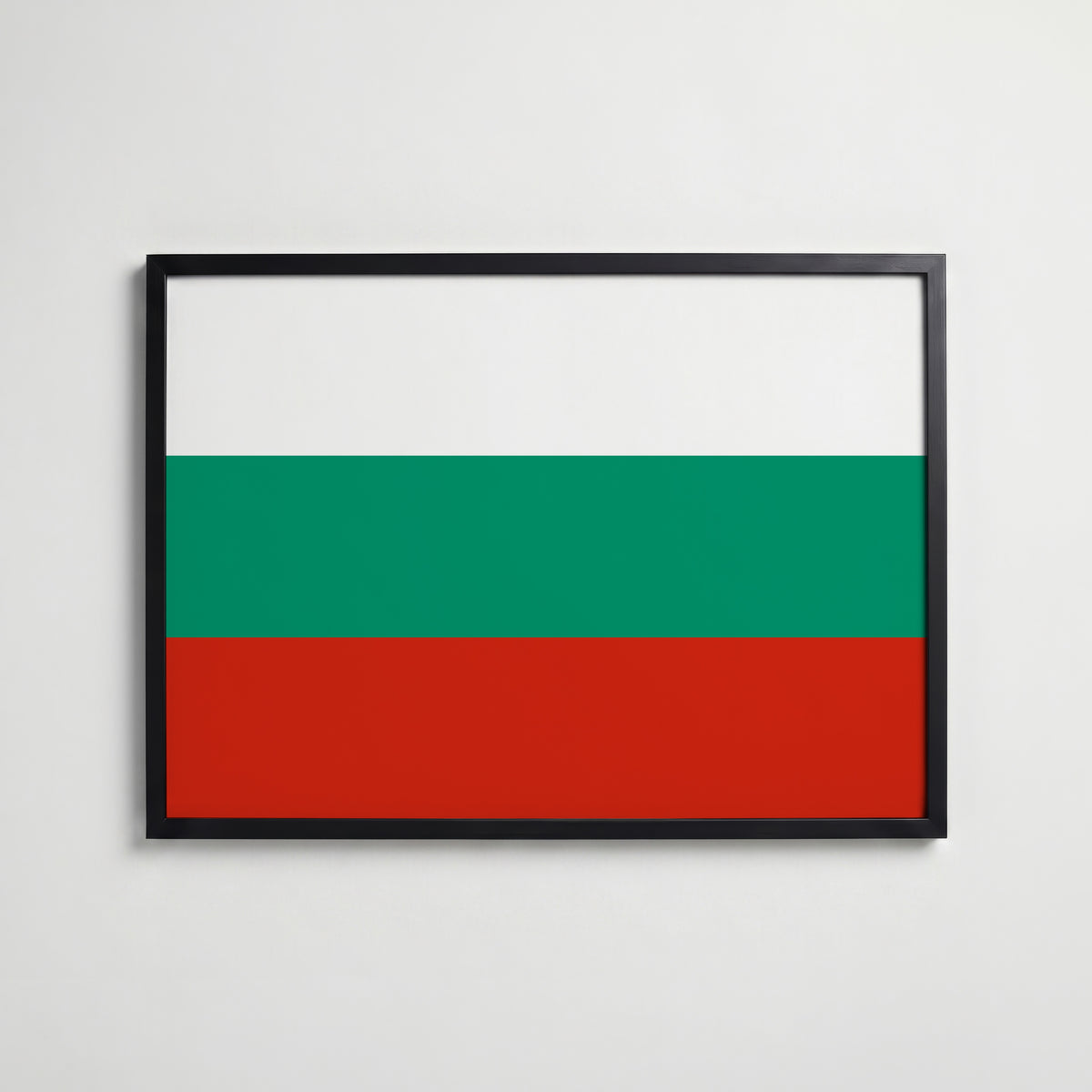 Bulgaria National Flag Poster i svart ram – stilren konsttryck som väggdekor från Bozetto