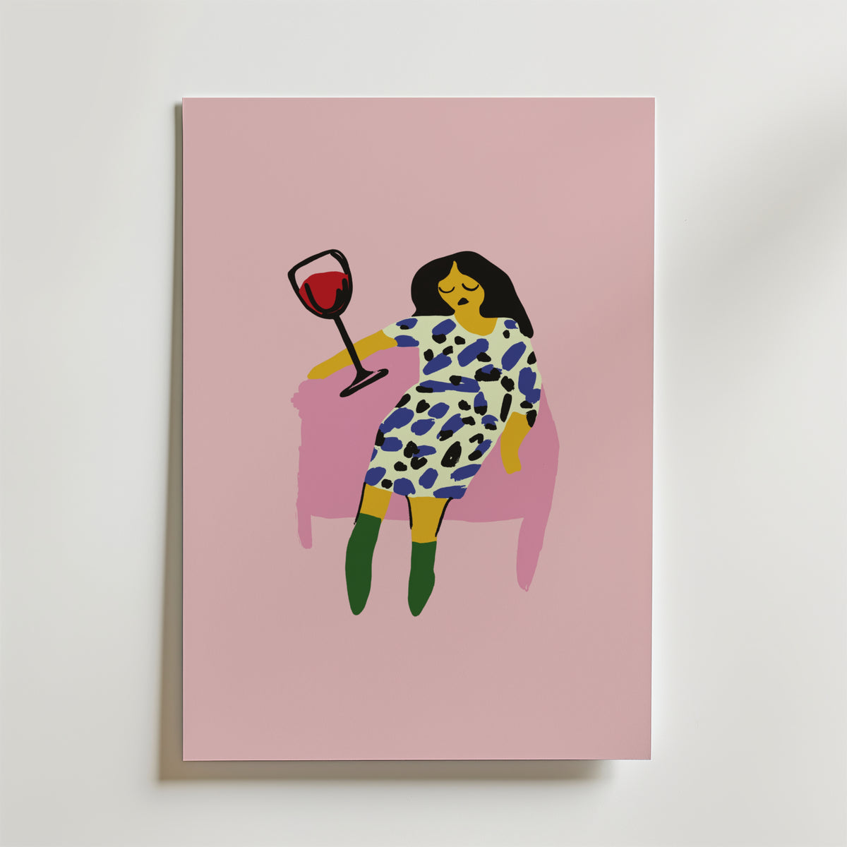 Wine Down – stilfullt konsttryck från Bozetto, tryckt på matt finpapper i hög tryckkvalitet