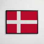 Denmark National Flag Poster i svart ram – stilren konsttryck som väggdekor från Bozetto