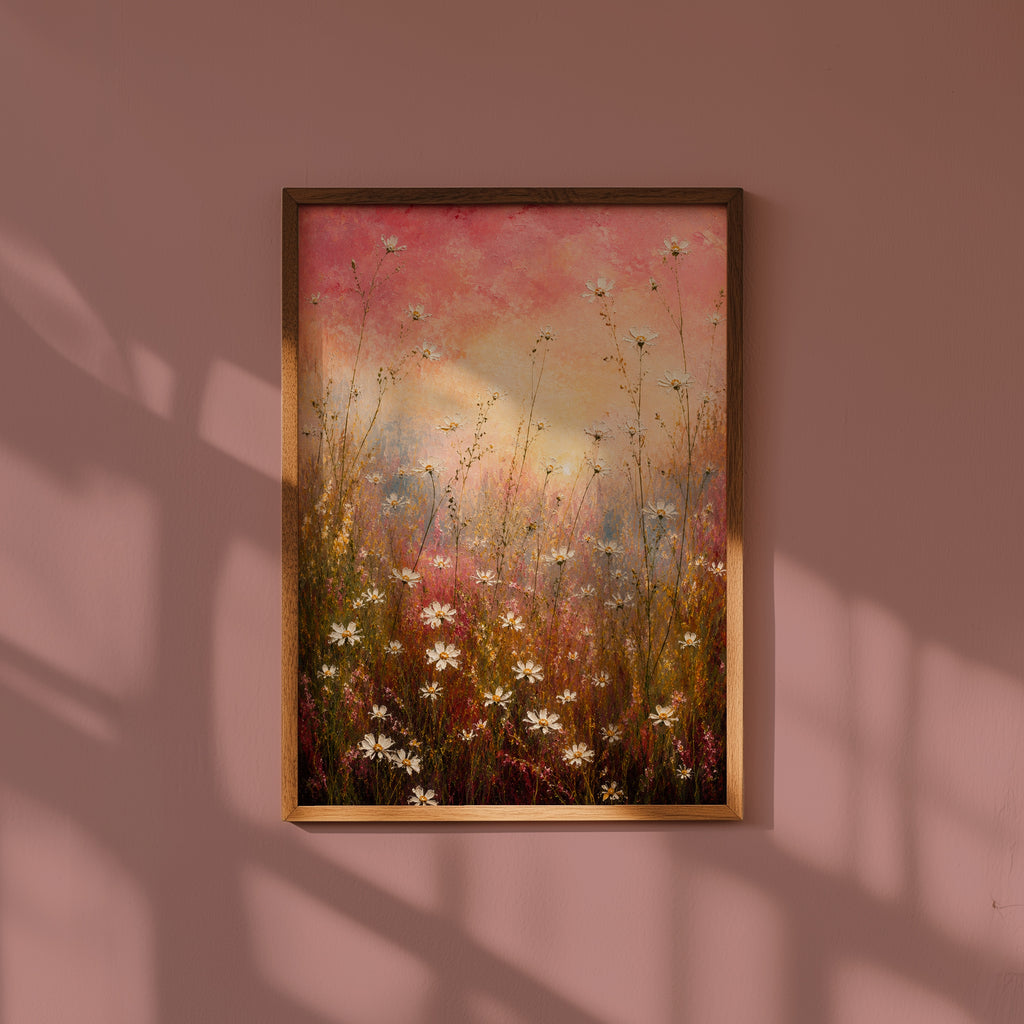 Blush Meadow affisch i ljust minimalistiskt vardagsrum – köp enkelt hos Bozetto i hög kvalitet