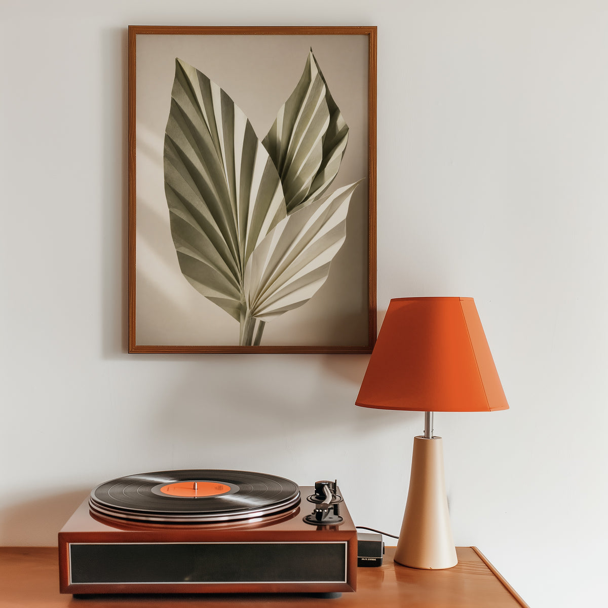 Folded Palm Study affisch i ljust minimalistiskt vardagsrum – köp enkelt hos Bozetto