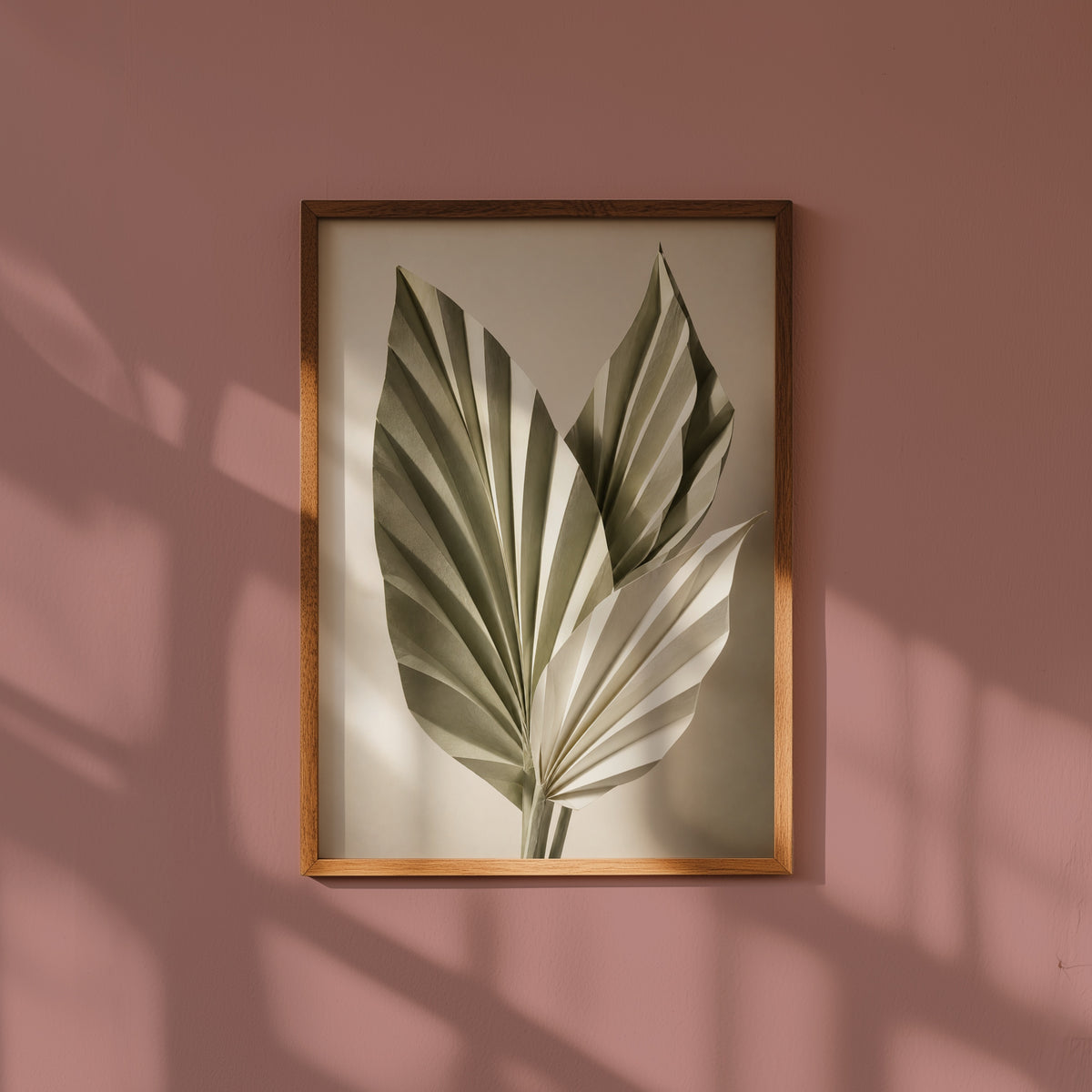 Folded Palm Study affisch i minimalistiskt sovrum – köp enkelt hos Bozetto i hög kvalitet