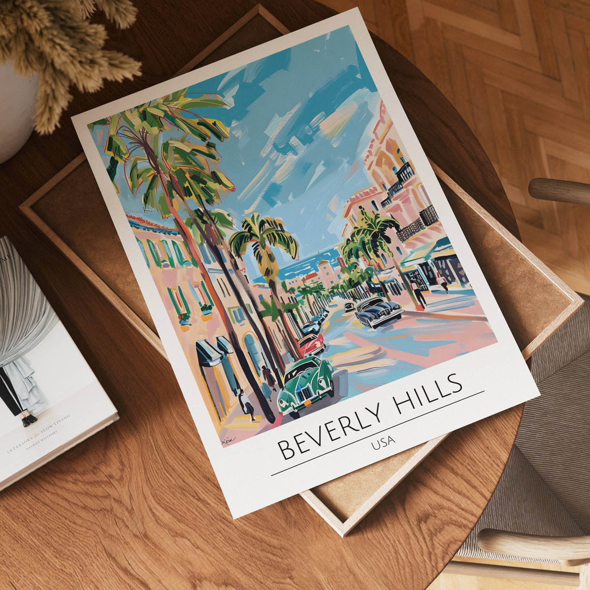 Beverly Hills Palm Drive – affisch med stilfullt motiv från Bozetto i hög kvalitet