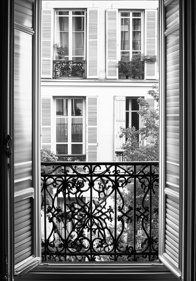 Vintage Paris Balcony – affisch med snyggt motiv, köp enkelt hos Bozetto i flera storlekar