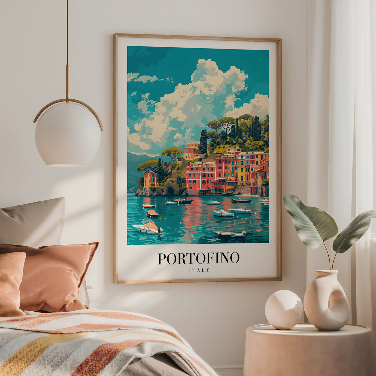 Golden Reflections Of Portofino poster visad rakt fram – Bozetto affisch i hög tryckkvalitet