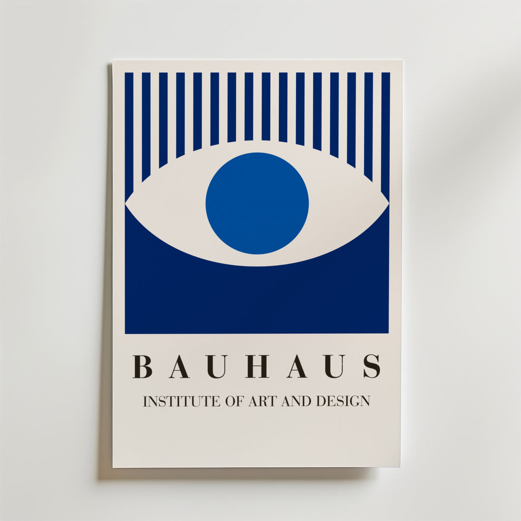 Bauhaus Blue Eye – stilfullt konsttryck från Bozetto, tryckt på matt finpapper i hög tryckkvalitet