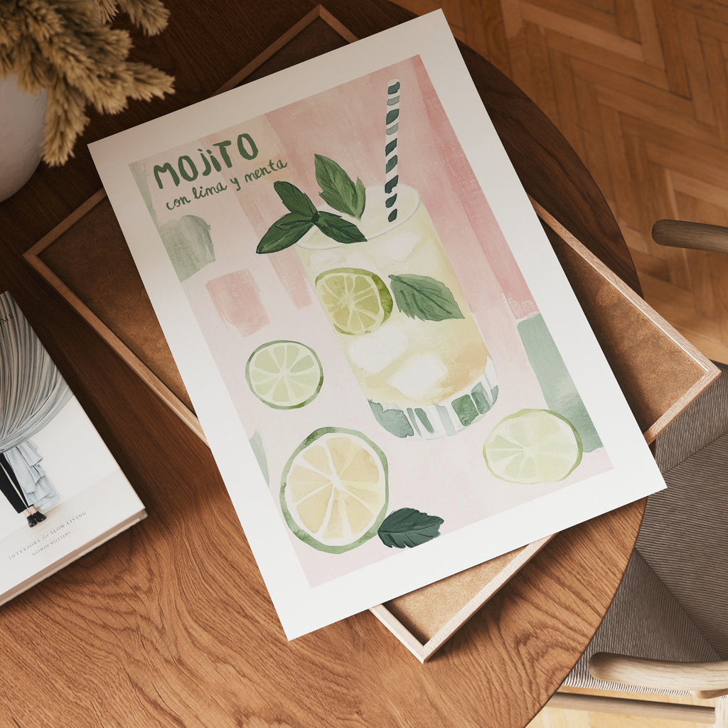 Mojito Con Lima Y Menta poster visad rakt fram – Bozetto affisch i hög tryckkvalitet