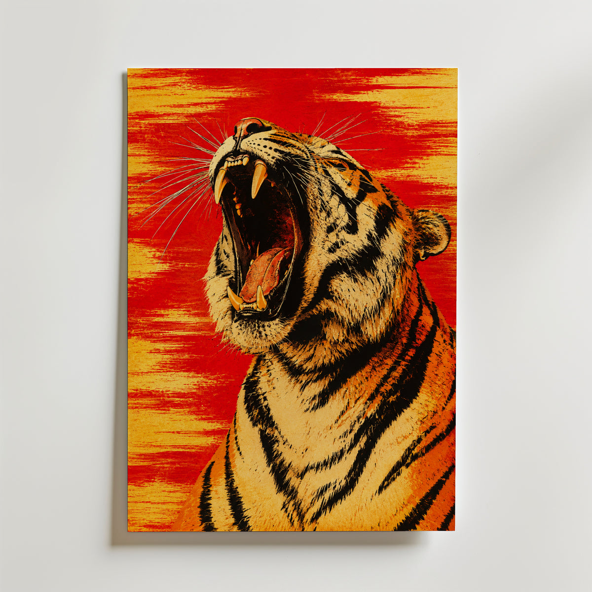 Crimson Tiger affisch inramad i neutral ram – se hur konsttrycket ser ut, Bozetto
