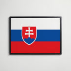 Slovakia National Flag Poster i svart ram – stilren konsttryck som väggdekor från Bozetto
