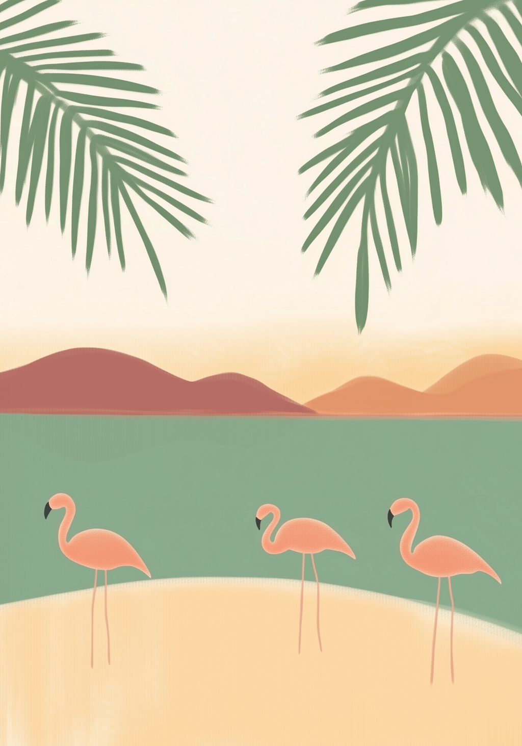 Flamingo Bay – affisch med snyggt motiv, köp enkelt hos Bozetto i flera storlekar
