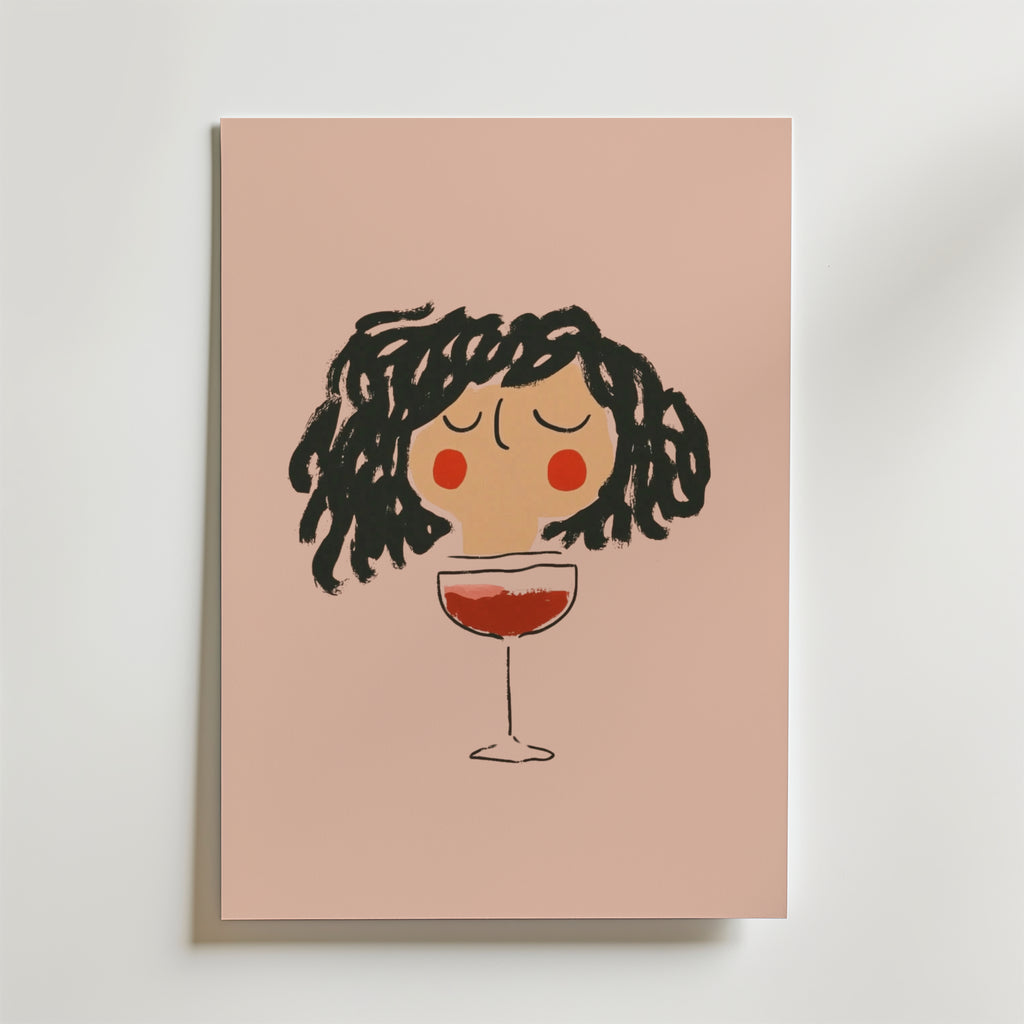 Curly Wine Mood – stilfullt konsttryck från Bozetto, tryckt på matt finpapper i hög tryckkvalitet