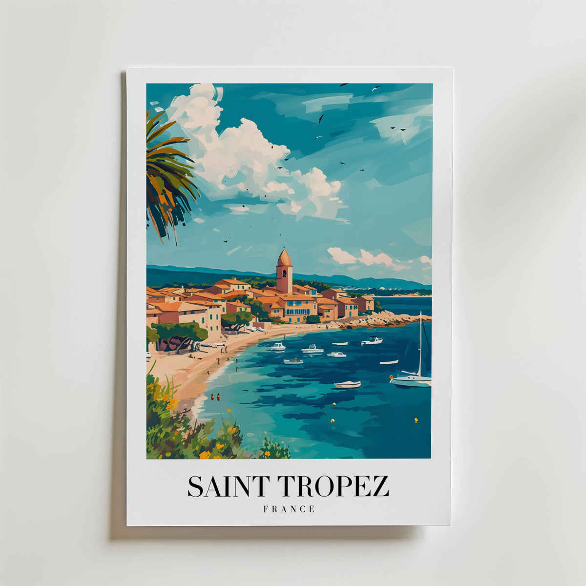 The Saint Tropez – stilfullt konsttryck från Bozetto, tryckt på matt finpapper i hög tryckkvalitet