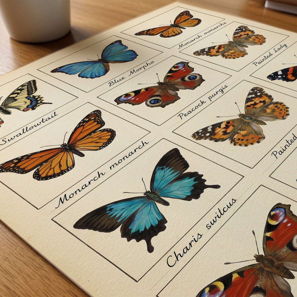 Butterfly Grid Poster – närbild på papper