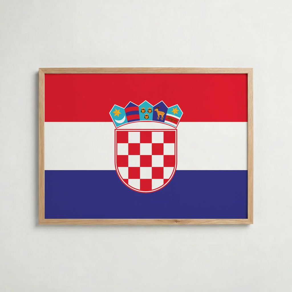 Croatia National Flag Poster i ekram – inramad konsttryck för stilren inredning hos Bozetto