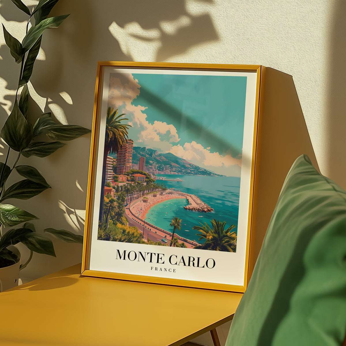 Mockup av The Monte Carlo affisch på vägg – köp enkelt hos Bozetto i hög kvalitet