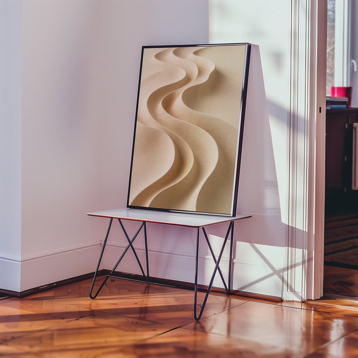 Folded Dune affisch i minimalistiskt sovrum – köp enkelt hos Bozetto i hög kvalitet