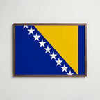 Bosnia and Herzegovina National Flag Poster i valnötsram – varm konstaffisch för hemmet från Bozetto