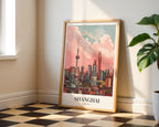 Mockup av Echoes Of Shanghai affisch på vägg – köp enkelt hos Bozetto i hög kvalitet