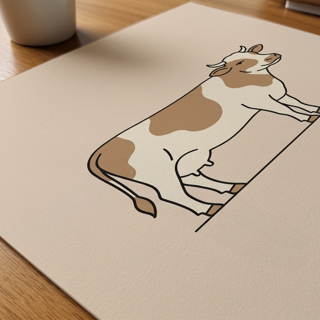 Bathroom Cow Poster – närbild på papper