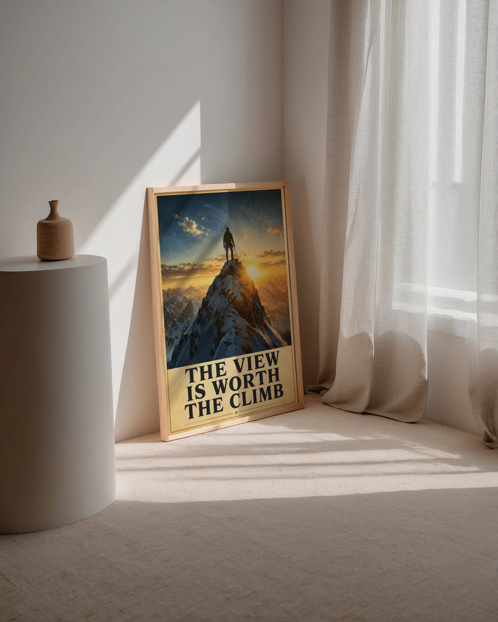 Summit Resolve affisch i ljust minimalistiskt vardagsrum – köp enkelt hos Bozetto