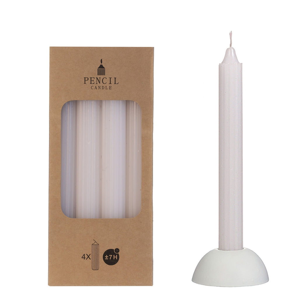 Ribbade Kronljus Ivory 20cm - Extra lång brinntid
