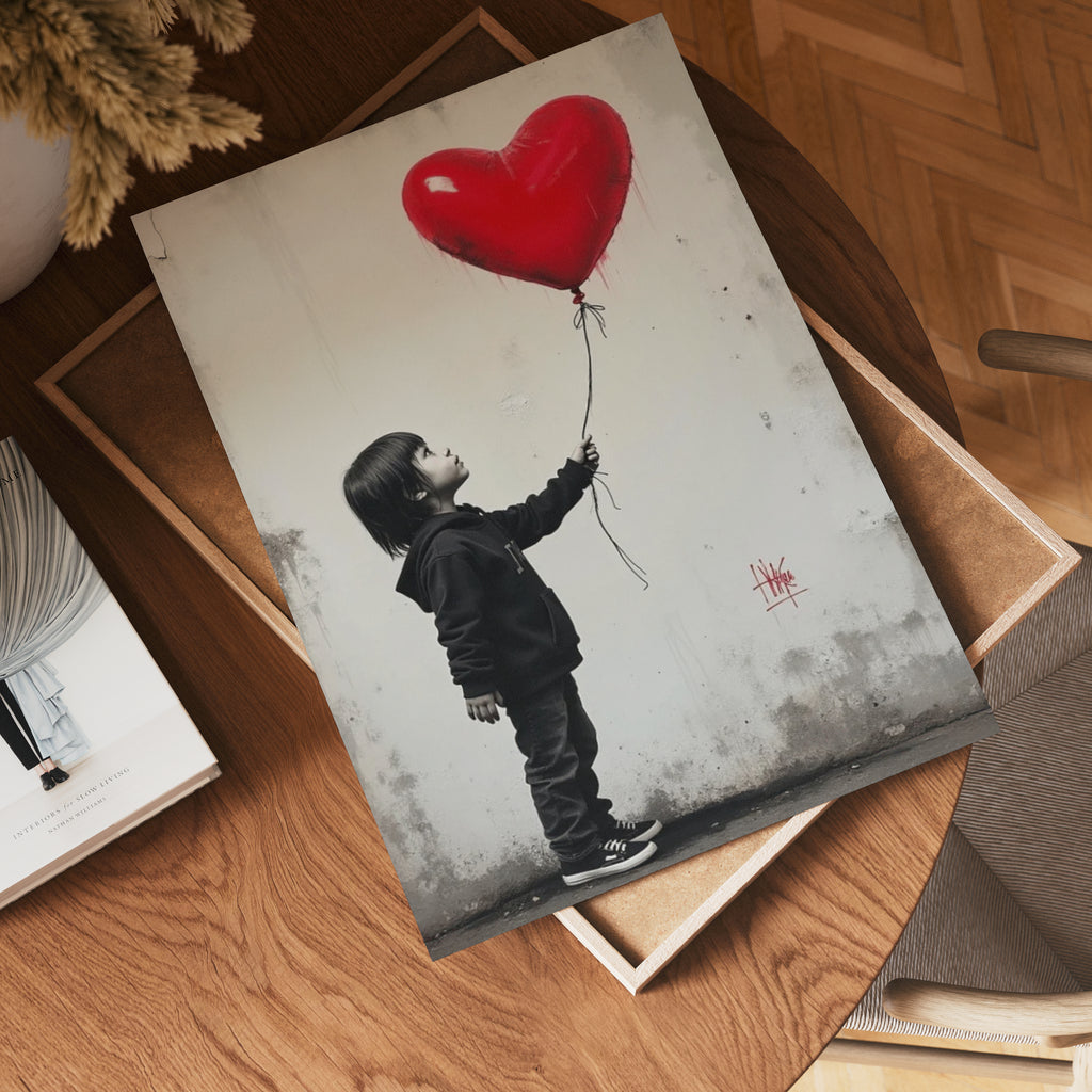 Girl With Love Balloon – affisch med stilfullt motiv från Bozetto i hög kvalitet