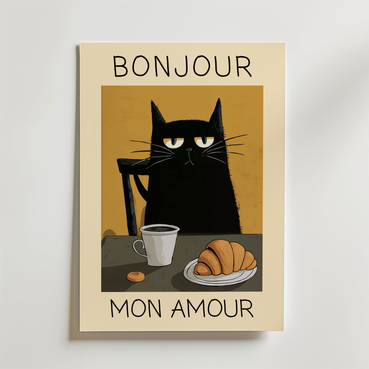 Parisian Cat Breakfast – stilfullt konsttryck från Bozetto, tryckt på matt finpapper