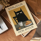 Parisian Cat Breakfast – affisch med snyggt motiv, köp enkelt hos Bozetto i flera storlekar