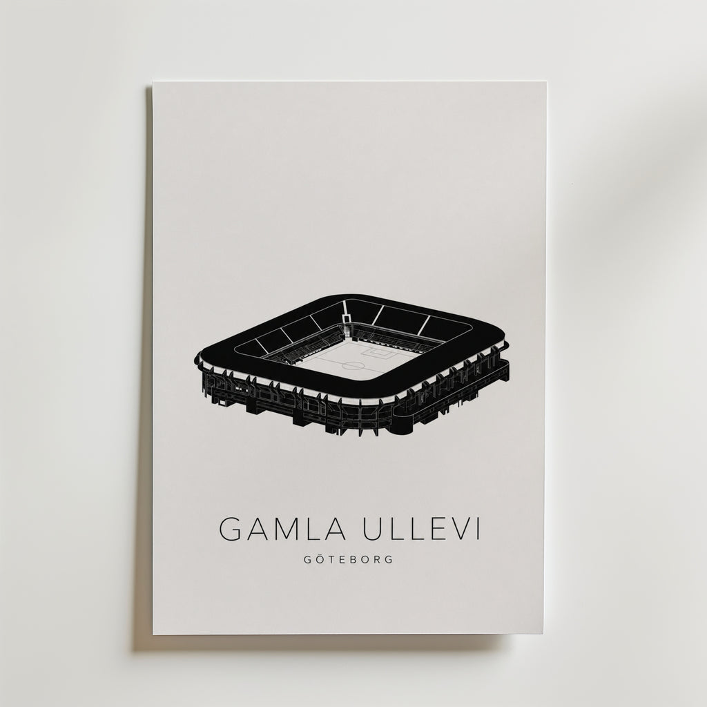 Gamla Ullevi affisch inramad i neutral ram – se hur konsttrycket ser ut, Bozetto