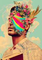 Surreal Floral Mindscape poster visad rakt fram – Bozetto affisch i hög tryckkvalitet