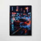 Neon Drift Poster – svart ram