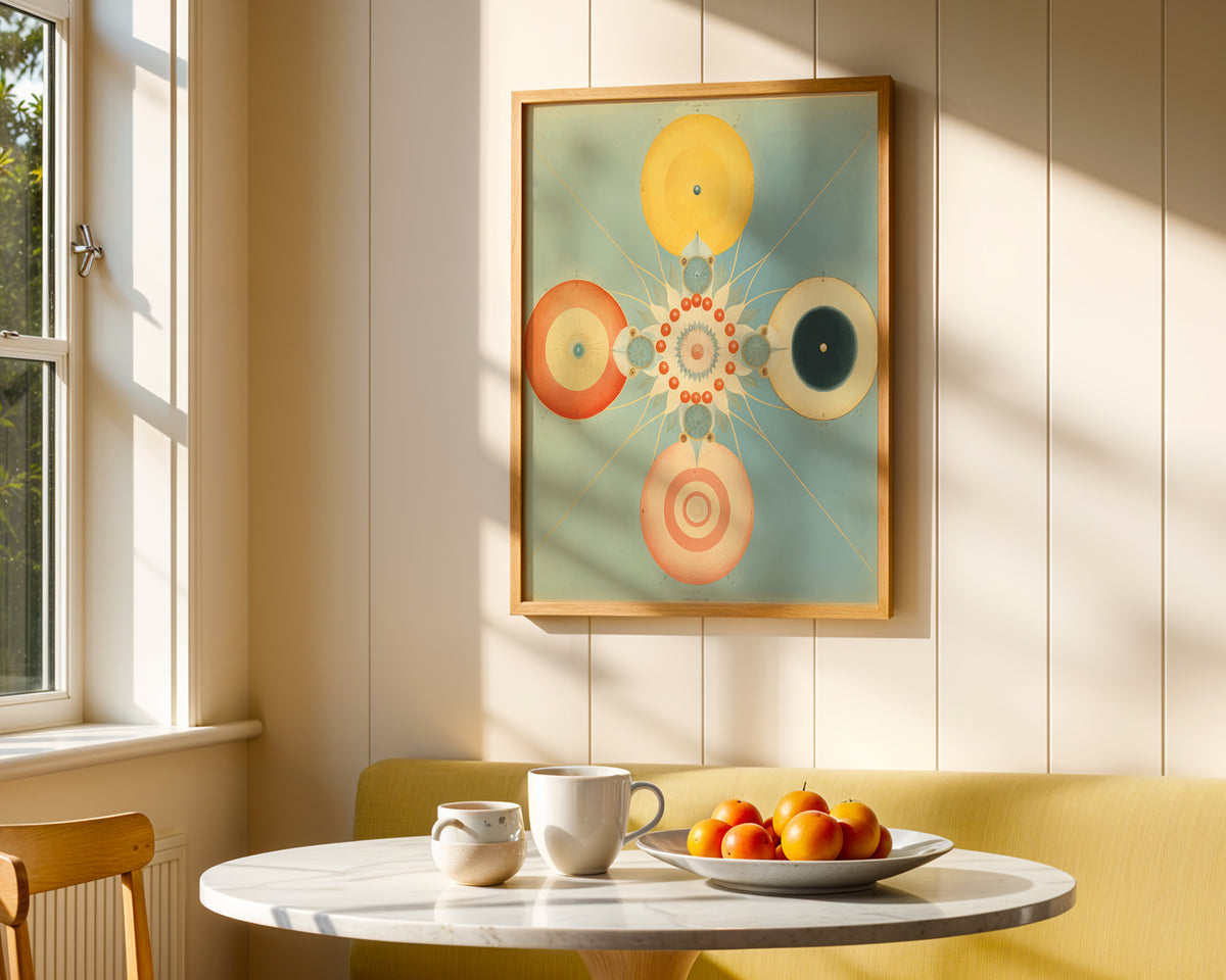 Hilma af Klint The Four poster visualiserad på vägg – från Bozetto i hög kvalitet