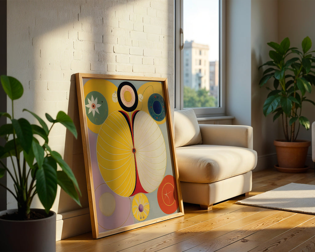 Väggmockup med Hilma af Klint The Source – köp enkelt hos Bozetto affisch i hög kvalitet