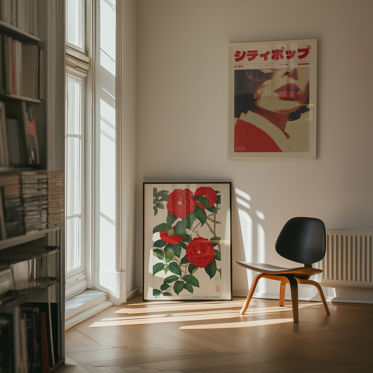 Väggmockup av Tokyo Afterimage affisch på ljus tegelvägg – Bozetto konsttryck i hög tryckkvalitet