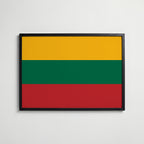 Lithuania National Flag Poster i svart ram – stilren konsttryck som väggdekor från Bozetto