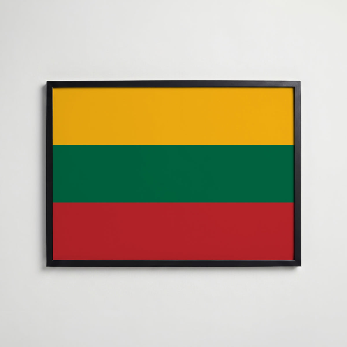 Lithuania National Flag Poster i svart ram – stilren konsttryck som väggdekor från Bozetto