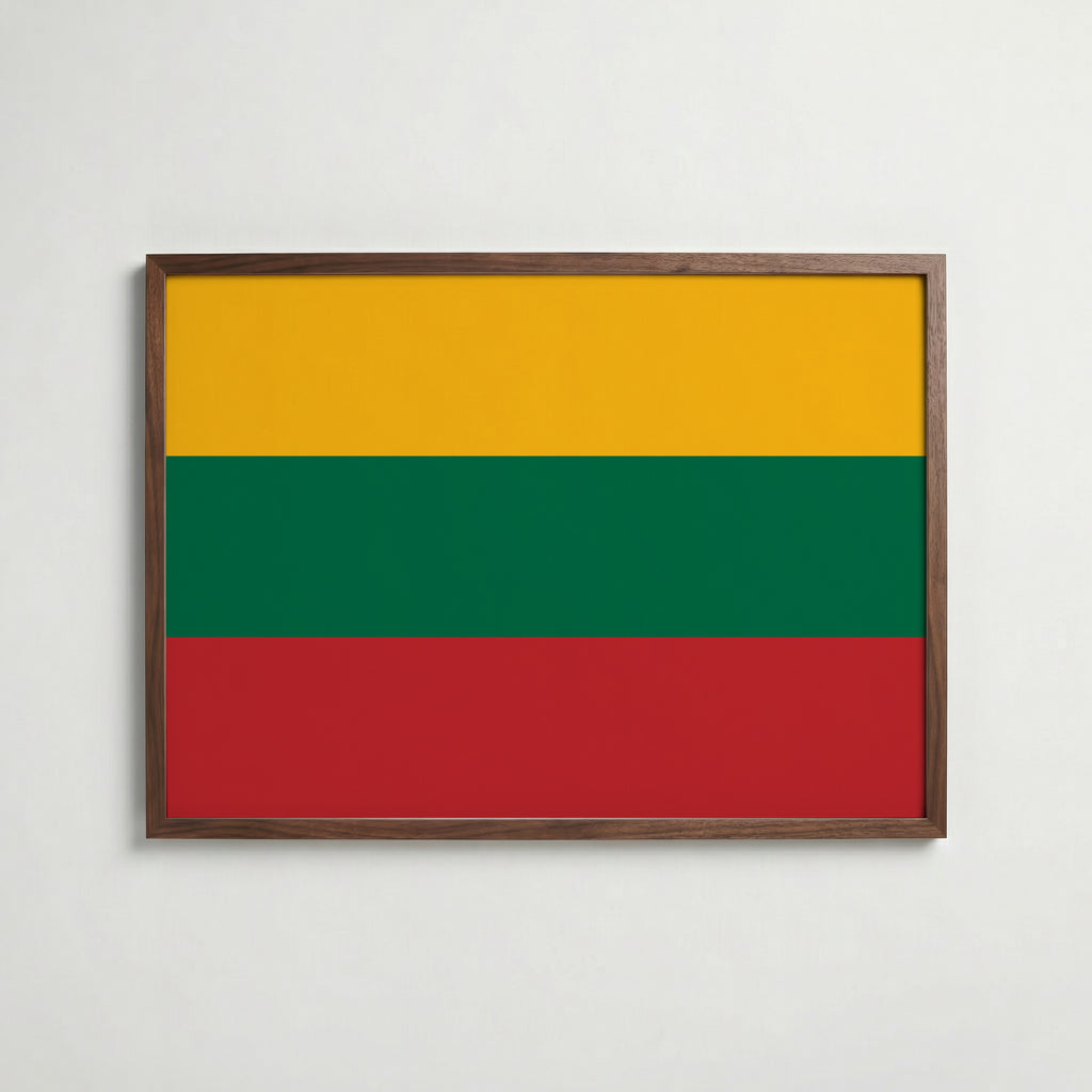 Lithuania National Flag Poster i valnötsram – varm konstaffisch för hemmet från Bozetto