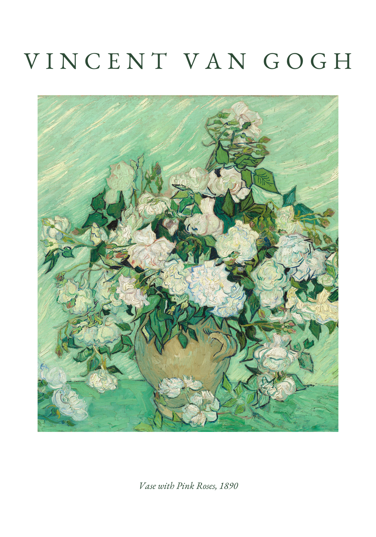 Van Gogh Vase With Pink Roses poster visad rakt fram – Bozetto affisch i hög tryckkvalitet