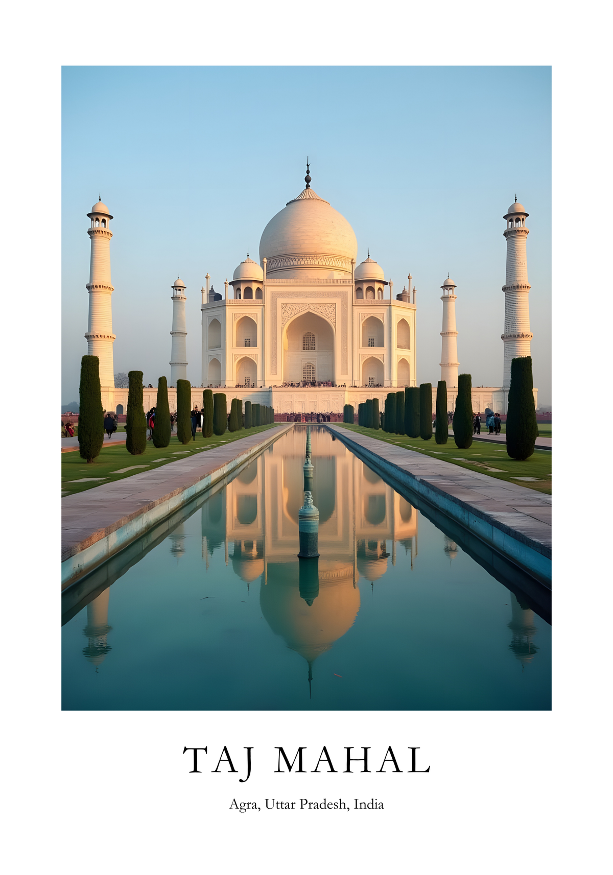 Taj Mahal – affisch med snyggt motiv, köp enkelt hos Bozetto i flera storlekar i hög tryckkvalitet