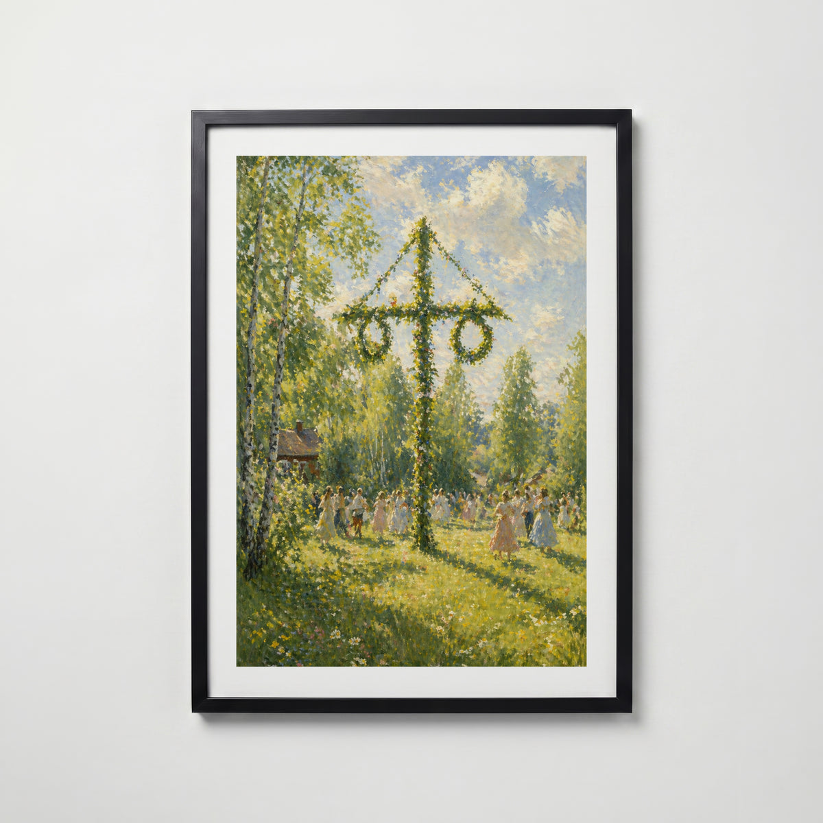 Midsommar affisch i modern svart ram – stark kontrast och stil, Bozetto poster i hög tryckkvalitet