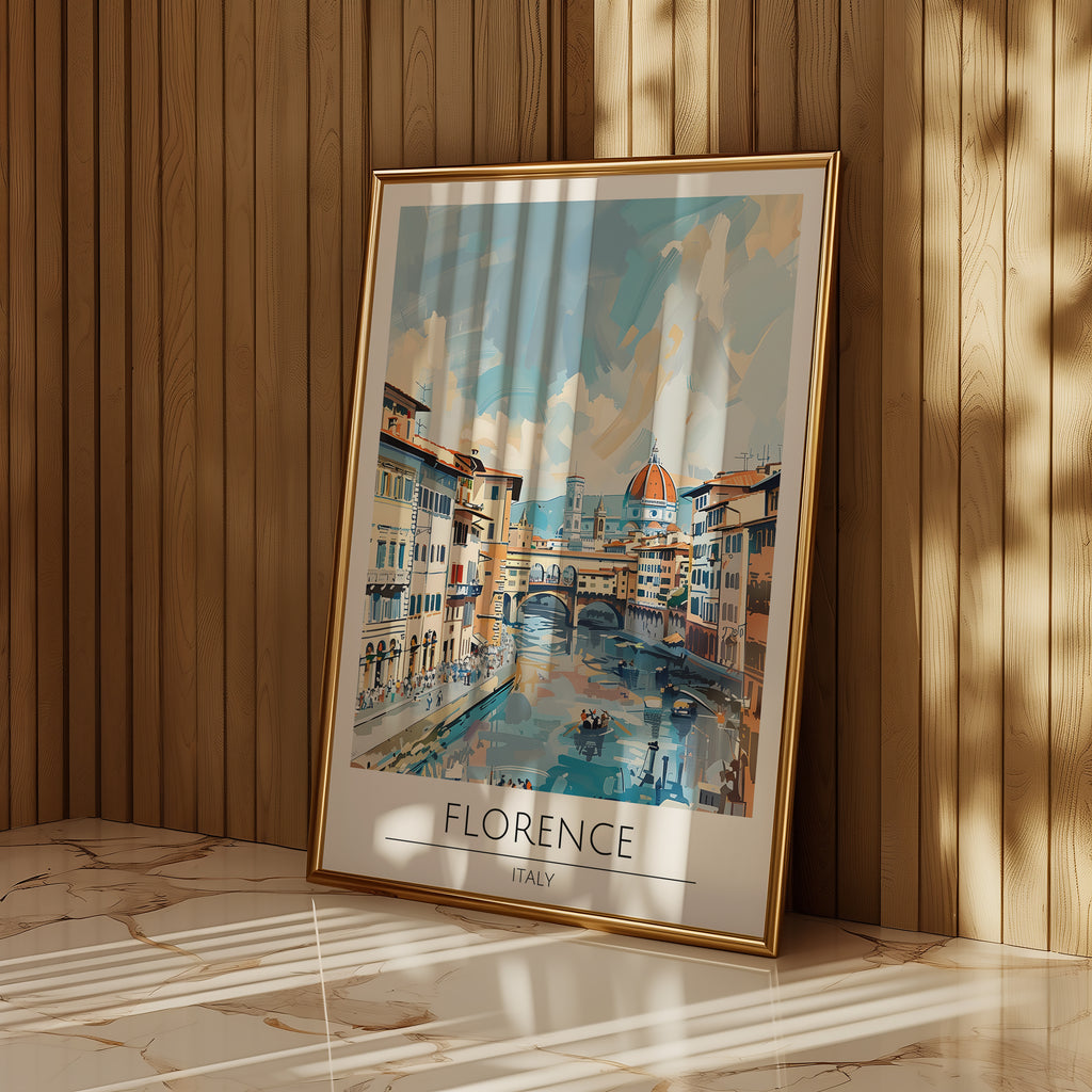 Väggmockup av Florence Riverside affisch på ljus vägg – Bozetto konsttryck – nr 3