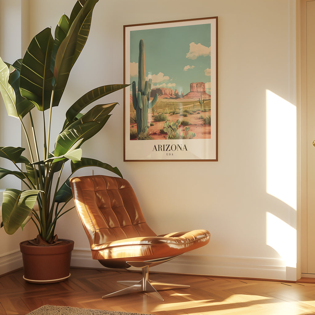 Mockup av Echoes Of Arizona affisch på vägg – köp enkelt hos Bozetto i hög kvalitet