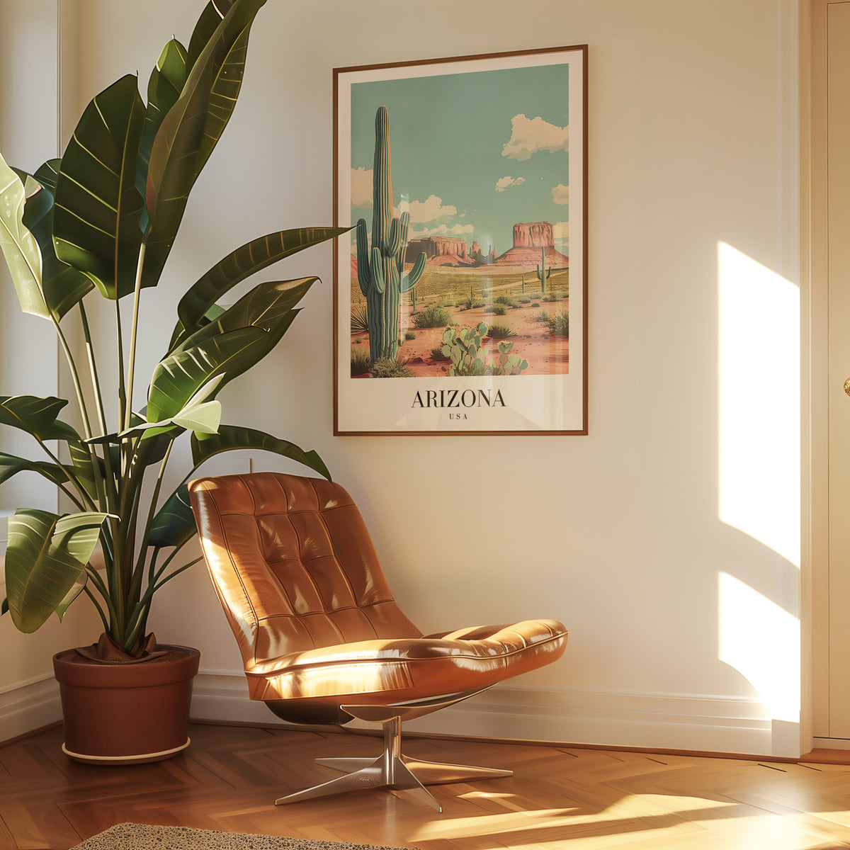 Mockup av Echoes Of Arizona affisch på vägg – köp enkelt hos Bozetto i hög kvalitet