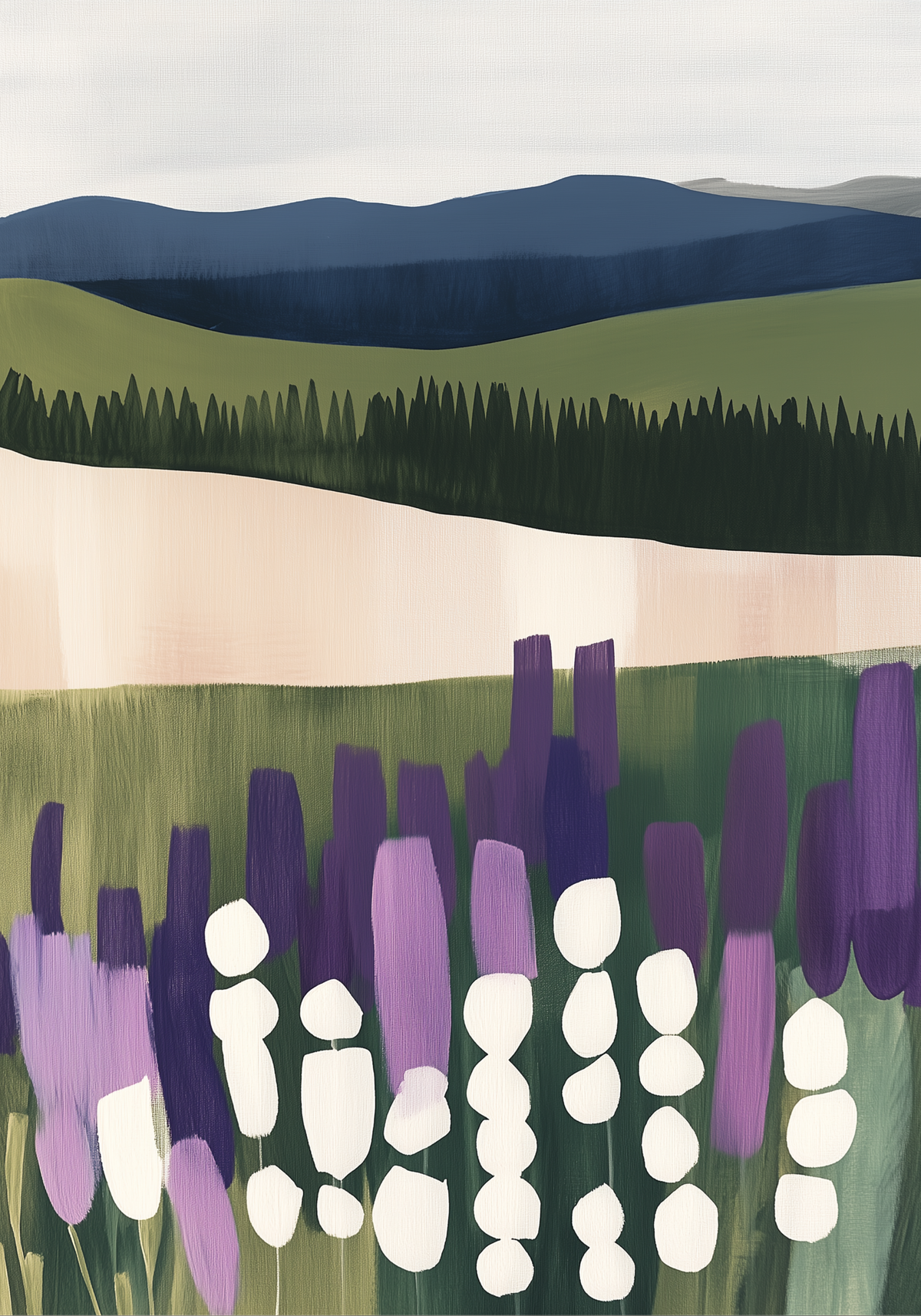 Flowers in Field No.2 – affisch med snyggt motiv, köp enkelt hos Bozetto i flera storlekar
