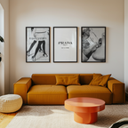 Bundle 3-pack Fashion Icons visualiserad i interiör – postercollection hos Bozetto