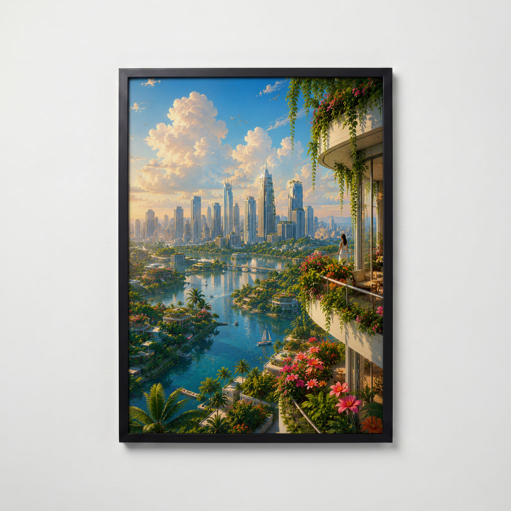 Green Metropolis Poster – svart ram