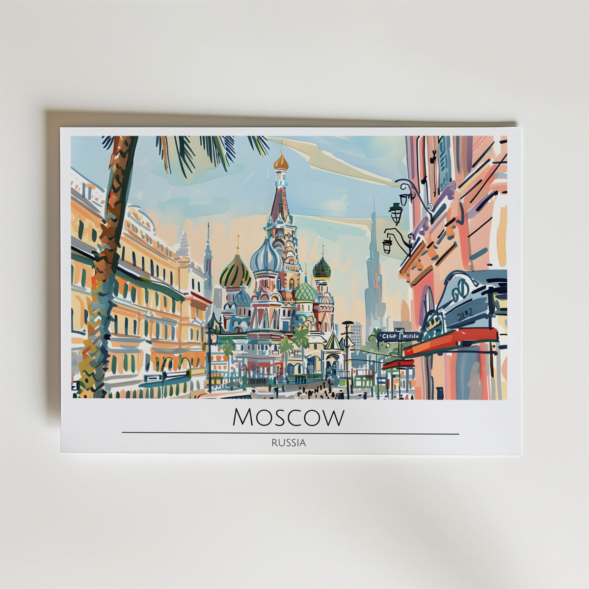 Moscow Cityscape – stilfullt konsttryck från Bozetto, tryckt på matt finpapper i hög tryckkvalitet