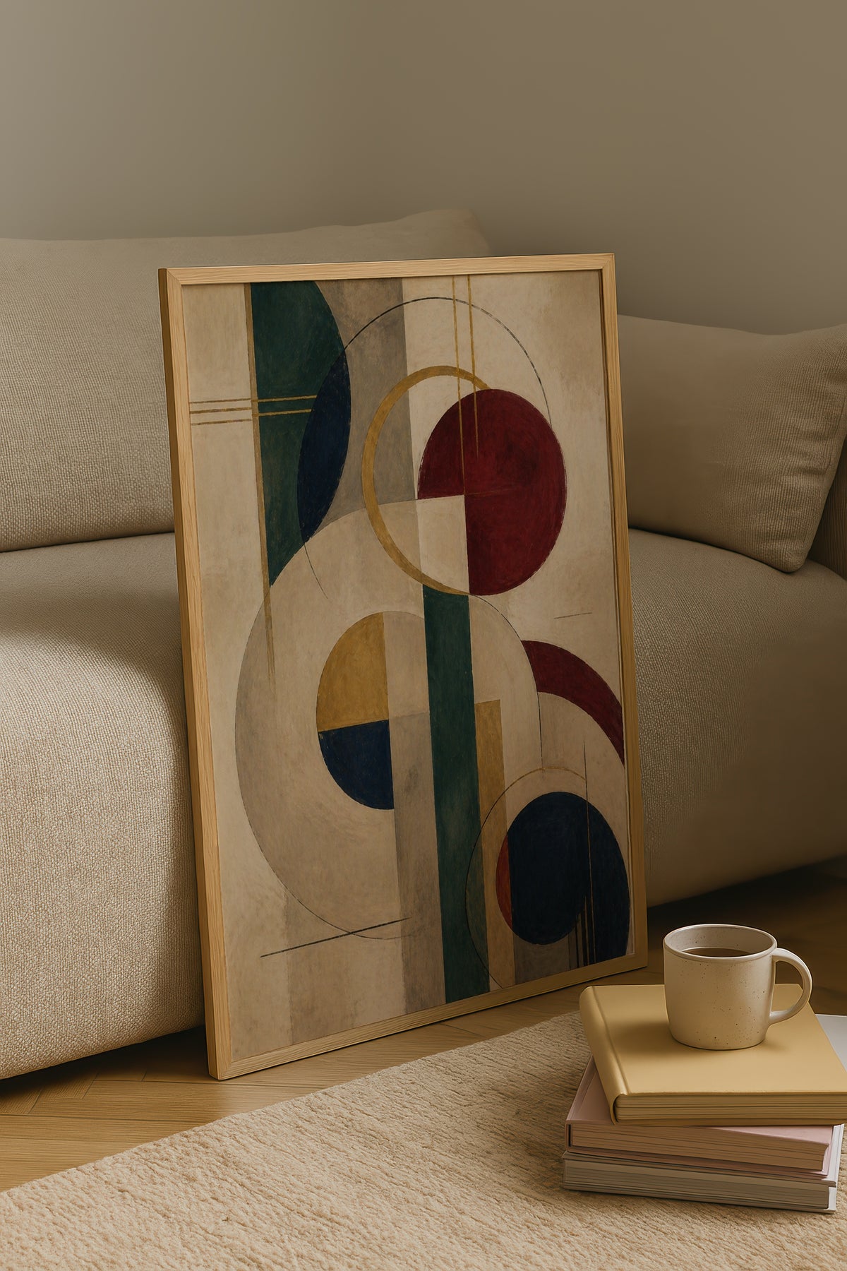 Modern Geometry affisch i minimalistiskt sovrum – köp enkelt hos Bozetto i hög kvalitet