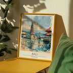 Mockup av Bali Temple Reflections affisch på vägg – köp enkelt hos Bozetto i hög kvalitet